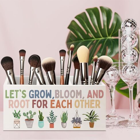 Boho Plant Classroom Wooden Pen Pencil Holder for Office Desk Accessories, Back to School Supplies for Students College Boys Girls Teachers First Day of School, Let's Root for Each Other in Kuwait