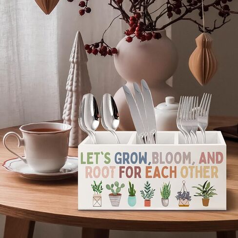 Boho Plant Classroom Wooden Pen Pencil Holder for Office Desk Accessories, Back to School Supplies for Students College Boys Girls Teachers First Day of School, Let's Root for Each Other in Kuwait