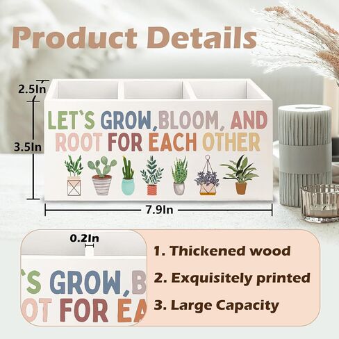 Boho Plant Classroom Wooden Pen Pencil Holder for Office Desk Accessories, Back to School Supplies for Students College Boys Girls Teachers First Day of School, Let's Root for Each Other in Kuwait