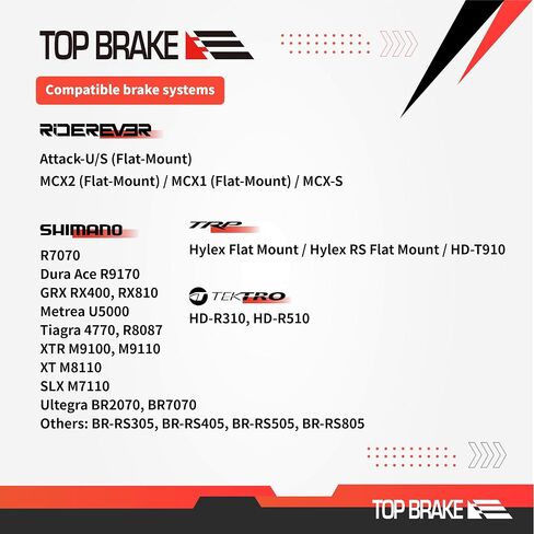TOP BRAKE Disc Road Bike Brake Pads for Shimano XTR-M9100,Dura Ace R9170, GRX RX400, BR RS305,405,505,805; Tektro HD-R310/R510,TRP-Hylex Flat Mount in Saudi Arabia