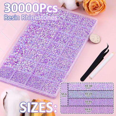 24000Pcs Resin Rhinestones with Tweezers for Crafting, Mixed-Color 3mm Bedazzling Crystal with 3Pcs 10ml B7000 Jewelry Glue for DIY Crafts Clothing Tumblers Shoes Fabric Nail Art in Kuwait