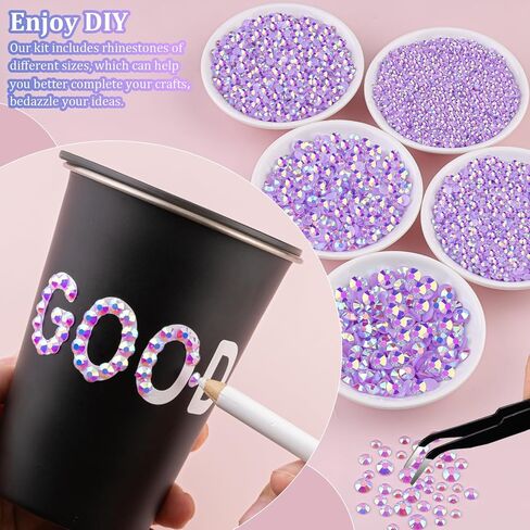 24000Pcs Resin Rhinestones with Tweezers for Crafting, Mixed-Color 3mm Bedazzling Crystal with 3Pcs 10ml B7000 Jewelry Glue for DIY Crafts Clothing Tumblers Shoes Fabric Nail Art in Kuwait