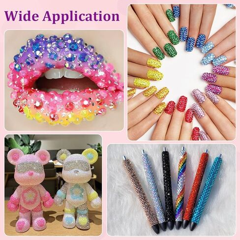 24000Pcs Resin Rhinestones with Tweezers for Crafting, Mixed-Color 3mm Bedazzling Crystal with 3Pcs 10ml B7000 Jewelry Glue for DIY Crafts Clothing Tumblers Shoes Fabric Nail Art in Kuwait