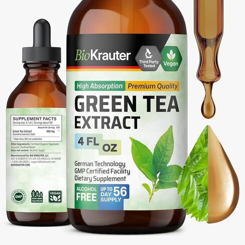 Green Tea Extract Tincture - Green Tea Supplements - Antioxidant Source - Immune Support Supplement - Alcohol and Sugar Free - Vegan Drops 2 Fl.Oz. in Kuwait