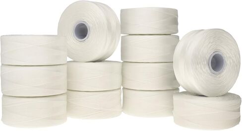 The Beadsmith S-Lon Beadworking Thread – 12-Pack White Color – Size D, .11mm, Tex45, 78 Yard (71.32 Meter) Spools – Used for Stitch, Loom Warping, Off-Loom Netting & Other Beadwork in Saudi Arabia