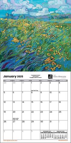2025 Erin Hanson Calendar Crystal Light Landscapes Fine Art | تقويم الجدار الكبير مع اللوحات الضوئية البلورية الانطباعية النابضة بالحياة | تقويم شهري لمكتب 12 × 24 "ورقة سميكة | الفن بقلم إيرين هانسون in Saudi Arabia