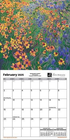 2025 Erin Hanson Calendar Crystal Light Landscapes Fine Art | تقويم الجدار الكبير مع اللوحات الضوئية البلورية الانطباعية النابضة بالحياة | تقويم شهري لمكتب 12 × 24 "ورقة سميكة | الفن بقلم إيرين هانسون in Saudi Arabia