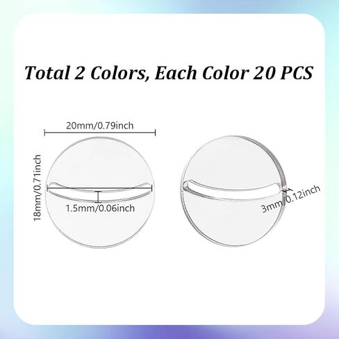 AHALDMaker 40pcs 2 ألوان قواعد مصغرة ، حامل بطاقة لعبة 1 بوصة مع حامل رقم 1.5 مم من ورق الفتحة لجدول زخارف حفلة عيد ميلاد ، سوداء وواضح 20 مم in Saudi Arabia
