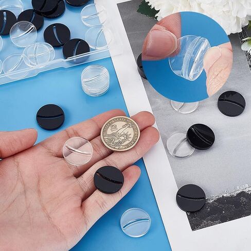 AHALDMaker 40pcs 2 ألوان قواعد مصغرة ، حامل بطاقة لعبة 1 بوصة مع حامل رقم 1.5 مم من ورق الفتحة لجدول زخارف حفلة عيد ميلاد ، سوداء وواضح 20 مم in Saudi Arabia