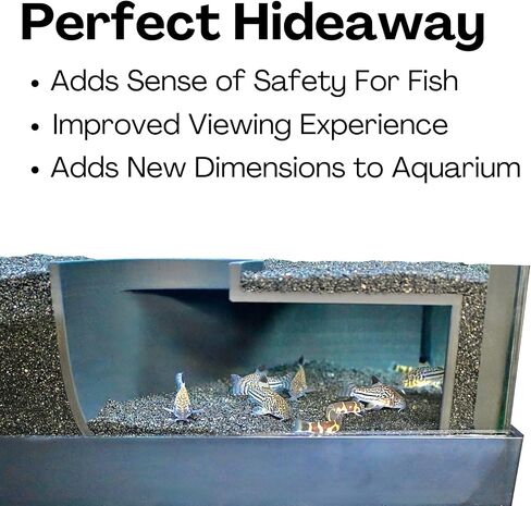 Aquarium Underground Two Hole Corner Cave | Viewing Fish & Shrimp Tunnel | Fish Tank Undergravel Hide Decor Decoration Hideout Perfect For Corydora Catfish, Kuhli Loach, Pleco, Betta Fish in Kuwait
