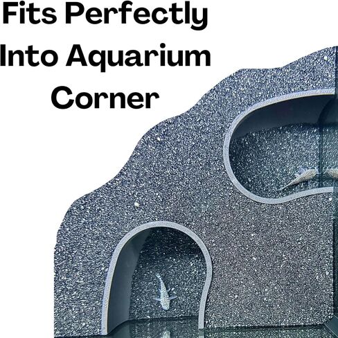 Aquarium Underground Two Hole Corner Cave | Viewing Fish & Shrimp Tunnel | Fish Tank Undergravel Hide Decor Decoration Hideout Perfect For Corydora Catfish, Kuhli Loach, Pleco, Betta Fish in Kuwait