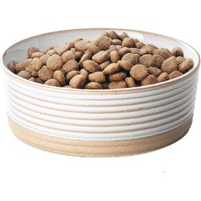 Ceramic Dog Bowls, 4 Cups Food and Water Bowl for Puppy, Small & Medium Sized Dogs, Cute Dog Dish, Easy to Clean, Vanilla White
