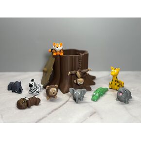 10 Pack of Articulated 3D Printed Animals, Captured Inside a Safari Stump Housing!