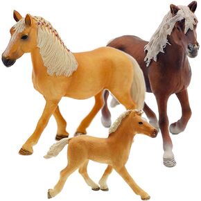 Gemini&Genius Horses Figurine Toy, Farm Premium Horse Animal Playset, Mare and Stallion with Horse Baby Family Action Figures Party Favors Supplies, Party Cupcake Toppers, Birthday Gifts for Kids