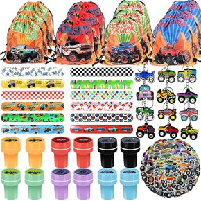 98 Pcs Train Party Favors,Train Print Party Supplies Include Stickers Stamps Keychains Slap Bracelets and Drawstring Bags Party Decorations for Kids TrainTheme Birthday supplies (A-Train)