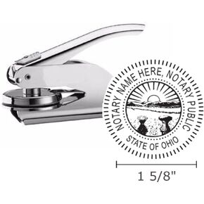 Ohio Notary Seal Embosser, Pocket/Hand Model, 1-5/8" Impression, Silver