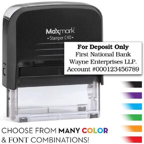 MaxMark Large Size - 4-Line Custom Self Inking Return Address Stamp - w/ 5-Year Warranty - Choose from 15 Ink Colors