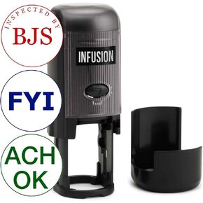 Infusion Custom Text Round Self-Inking Rubber Stamp (3/4" Diameter) - Up to 3 Lines of Text and Border