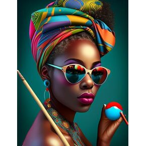 Diymood Paint by Numbers African Women for Adults, DIY Oil Painting Acrylic Paint by Number Kits for Adults Beginner for Home Wall Decor 16x20 inch B07637