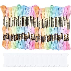 210 Yards 24 Skeins Colorful Cross Stitch Threads Polyester Embroidery Floss Friendship Yarn 6 Ply Rainbow Embroidered String for Sewing Making Bracelets Birthday Wedding Stitching Craft Diy