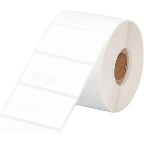 20 Rolls - 2.5x1.5-inch Direct Thermal White Labels - 1" Core, Permanent Adhesive, Perforated, Multipurpose Stickers Compatible with Zebra/Rollo and Other Desktop Printers - 900 Labels/Roll