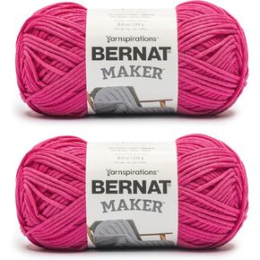 Bernat Maker Pink Yarn - 2 Pack of 250 g / 8.8 oz - 75% Cotton 25% Nylon - #5 Bulky - 290m /317Yards - for Knitting, Crochet and Amigurumi