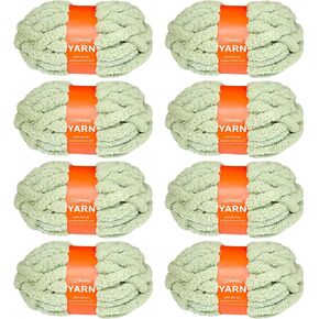 Chunky Chenille Yarn for Hand Knitting and Crocheting – Super Bulky Soft Jumbo Yarn for Blanket, Plush DIY Projects (Cream, 8 Pack)