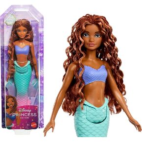 Mattel Disney Princess Ariel Mermaid Doll with Sparkling Soft Fin & Natural Hair, Posable & Collectible, Inspired by Live Action Movie