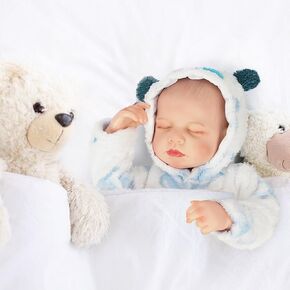 Reborn Baby Dolls, 18inch Closed-Eye Reborn Baby Doll Silicone Full Body, Realistic Dolls with Bottle, Magnetic Pacifier & Diaper, Gifts for Age 3+ Boys Girls Birthday Children's Day