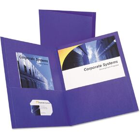 Oxford 57514 Twin-Pocket Folder, Embossed Leather Grain Paper, Purple, 25/Box