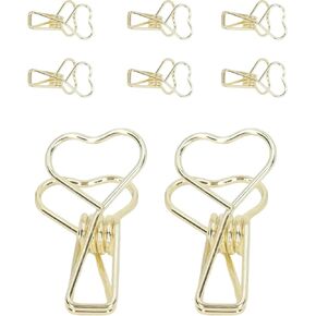 Gold Heart Shaped Binder Clips,Stainless Steel Decorative Paper Clips for Office/School, Rust-Proof Hanging Clips