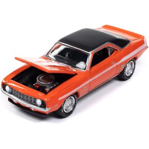 1969 Chevy Camaro Hugger Orange with White Stripes Limited Edition to 2496 Pieces Worldwide Hobby Exclusive Series 1/64 Diecast Model Car by Johnny Lightning JLSP376