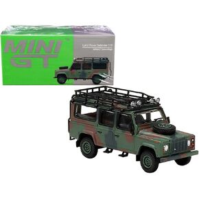 Land Rover Defender 110 RHD (Right Hand Drive) with Roof Rack Military Camouflage 1/64 Diecast Model Car by True Scale Miniatures
