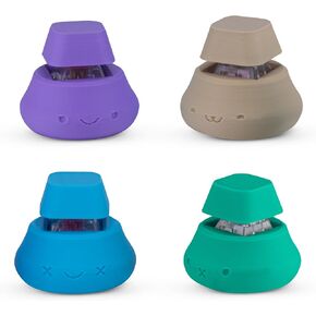 Kawaii Fidget Clicker Set, 4 Pack, Clicky and Silent, Stress Relief & Anxiety, ADHD Toys, Purple Blue Green Beige, with Lanyards