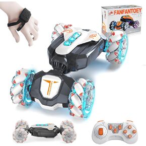 Gesture Sensing RC Stunt Car Remote Control car for Boys 360° Rotating 4WD RC Cars Transform 2.4Ghz Hand Controlled Toys for Boys 4-7 Birthday Presents for Kids Age 7 8 9 10 11 yr (White)