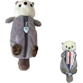 Plush Pencil Case Cute Pencil Case Otter Pen Bag Animal Pencil Case Plush Animal Stationery Pouch Plush Otter Pencil Pouch for Pencils Eraser Sharpener