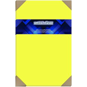 50 Bright Neon Yellow Fluorescent Color Cardstock - 11" X 17" (11X17 Inches) Tabloid|Ledger|Booklet Size - 65# lb/Pound Light Card Weight Cover Paper - Quality Printable Smooth Surface Sheets