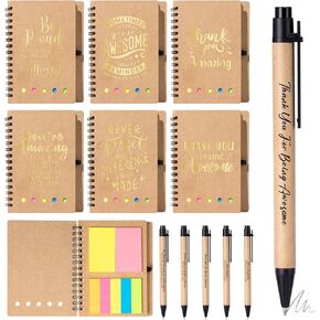 6 Set Employee Appreciation Gifts Bulk, Thank You Gift Inspirational Notebook for Team Volunteer Nurse Coworker Teacher Students, Notepad with Bamboo Pen Bulk (6, Gratitude)