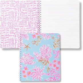 Lilly Pulitzer Large Hardcover Spiral Notebook, 11" x 9.5" with 160 College Ruled Pages (Royal Coral)