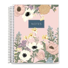 Erin Condren 8.5" x 11" Productivity Spiral Notebook, Lines & Checklist Layout with 80 Lb. Paper, Bouquet Cover, 160 Productivity Notebook Pages, Platinum Coil, Stickers Included