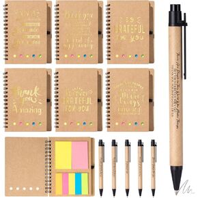 6 مجموعة هدايا تقدير الموظف ، شكرا لك هدية دفتر الملاحظات الملهمة للطلاب المتطوعين الممرضة المعلمين في العمل ، المفكرة مع Bamboo Pen Bulk (6 ، امتنان) in Kuwait