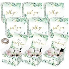 Fulmoon 8 Pcs Bridesmaid Proposal Boxes with Ribbon 8 x 8 x 4 Inch Will You Be My Bridesmaid Box Paper Gift Boxes with Lids for Wedding Present Proposal Graduation Holidays Birthday Party (White)