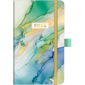 2026 Pocket Planner - 2026 Pocket Calendar, 2026 Planner Weekly and Monthly from Jan. 2026 - Dec. 2026, 6.3''×3.8'', Agenda Planners and Schedule Organizer with Pen Loop, 2 Bookmarks, Banded - Green
