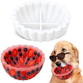 Mity rain 2PCS Dog Treat Molds, Frozen Treats for DIY Custom Flavors, Fruit & Water Freezer to Keep Dogs Cool, Silicone Ice Cube Mold for Summer Chew Toys, Gift for Dog Lover