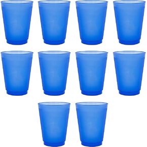 DISCOUNT PROMOS Custom Frosted Plastic Stadium Cups, 100 pack, Promotional Text, Logo, 16 oz. Shatterproof Flexible Reusable Party Cups, Natural