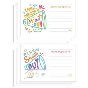 Positive Shout Out Cards - 50Pcs Appreciation and Recognition Reward Card in 2 Design for Teacher Employee Appreciation Office Staff Compliment Student Award Bulletin Board Decoration Supply