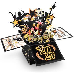 Pop Up Graduation Cards with Envelope - Graduation Cards 2025 with Blank Note, Congratulations Graduate Gift for Celebrating High School, College, University Graduates