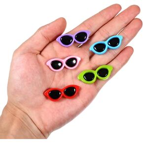 50 Pcs Mini Sunglasses for Crafts, Tiny Sunglasses Flat Back Charms, 3D Colorful Cute Resin Sunglass Decoration for Scrapbook Crafts Phone Case Hair Clip DIY Supplies