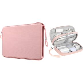FINPAC 15.6-inch Hard Laptop Sleeve Case Pink + Travel Electronic Bag Pink