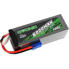 OVONIC 100C 4S 6000mAh 14.8V Lipo Battery with EC5 Connector for arrma speedrun Limitless RC Cars